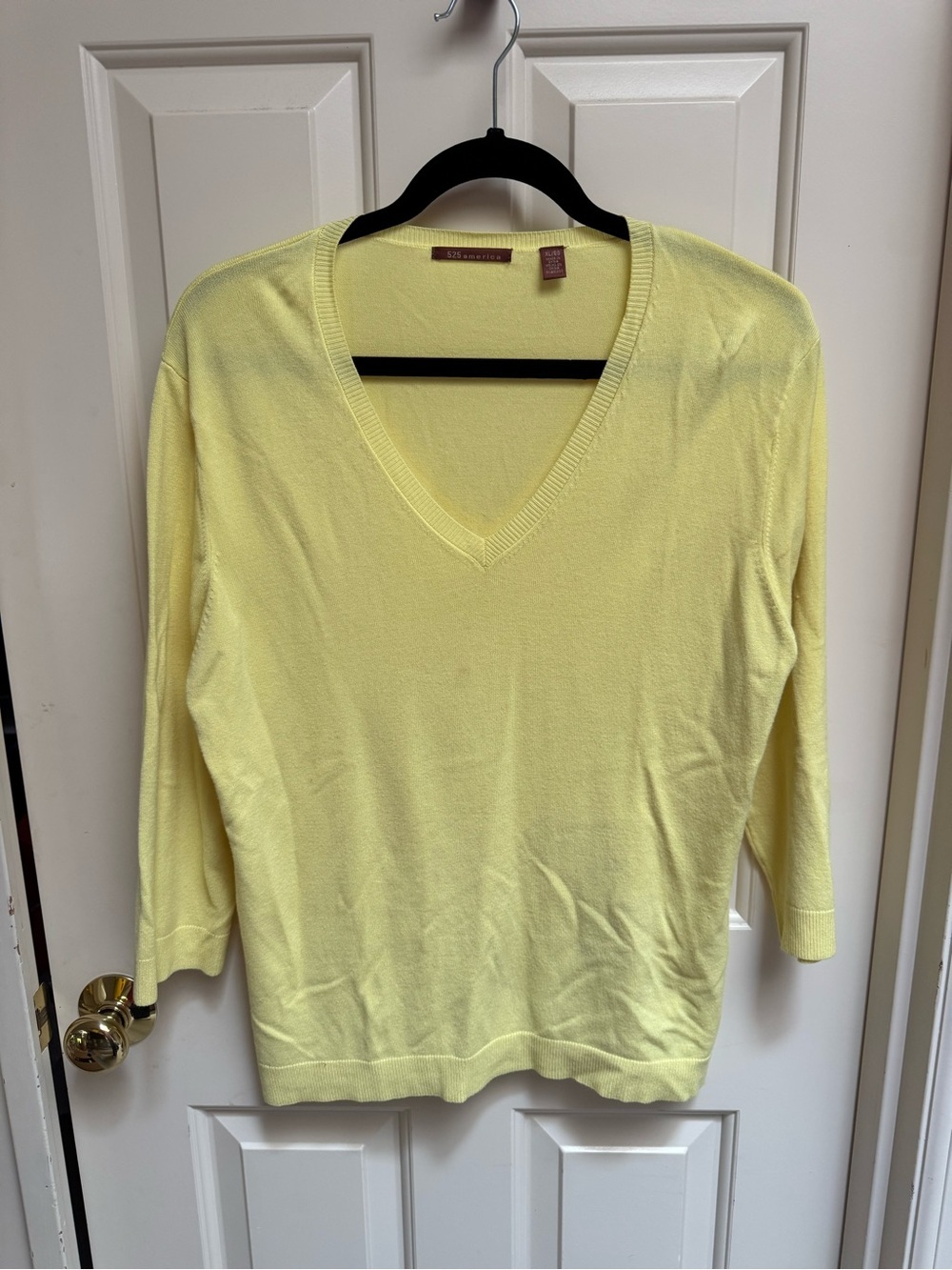 525 America Pale Yellow V-Neck Sweater